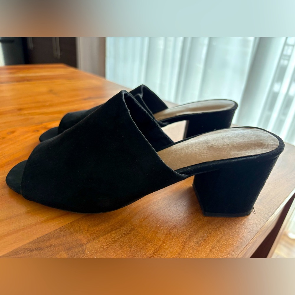 Two pairs of Mules from call it spring 
Black and camel